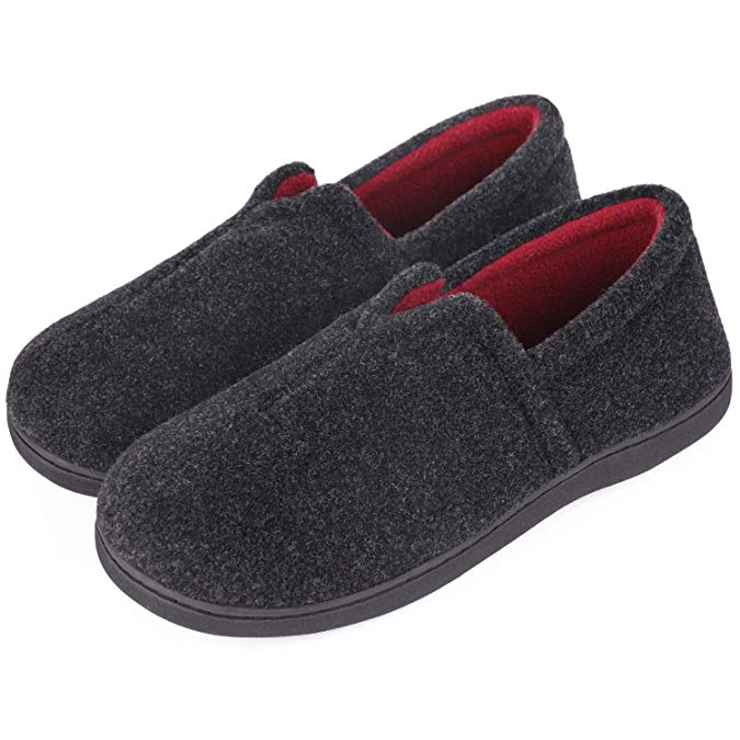 VeraCosy Men's Women's Comfort Micro Wool Felt Memory Foam Loafer Slippers Anti-Skid House Shoes for Indoor Outdoor Use