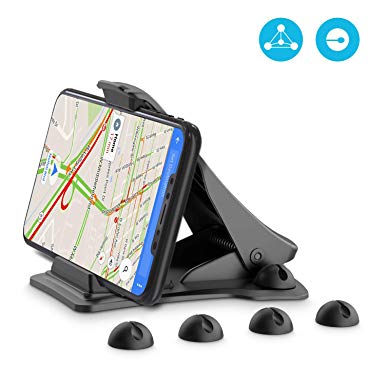 Cell Phone Holder for Car, Maxcio Car Cell Phone Holder with 4 Cable Clip Organizer, iPhone Car Holder, Dashboard GPS Holder for iPhone X/8/7/6/6S Plug, Samsung Galaxy S6/S5/S4, LG, Up to 6" Device