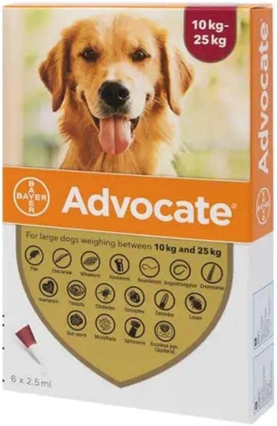 Bayer Advocate Spot On For Lagre Dogs 250 (10-25kg) 6 Pipettes- Prescription Required