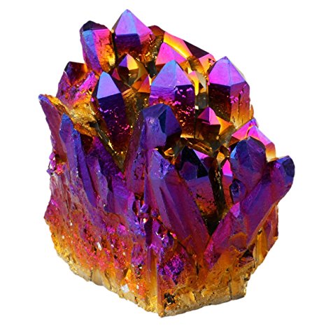 rockcloud Natural Titanium Coated Crystal Quartz Purple Cluster Geode Druzy Home Decoration Gemstone Specimen