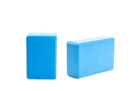 Mind Reader 2YOBRICK-BLU (Set of 2) High Density EVA Foam Blocks Non-Slip Surface for Yoga, Pilates, Meditation, Supports Deepen Poses, Improve Strength and Aid Balance and Flexibility, 2 Pack Blue