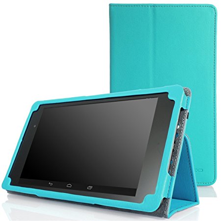 MoKo Google Nexus 7 2013 FHD 2nd Gen Case - Slim Folding Cover Case with Auto Wake / Sleep for Google Nexus 2 7.0 Inch 2013 Generation Android 4.3 Tablet, Light BLUE