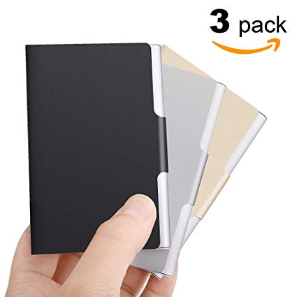 Aluminum Business Card Case Slim Business Card Holder Name Card Cases, Hold 20 Business Cards, 3 Pack