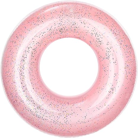 MoKo Swim Rings with Glitter, Inflatable Pool Float Swimming Pool Float Tube Round Shaped Swimming Tube Water Fun Beach Pool Toys for Summer Party for Kids Adults