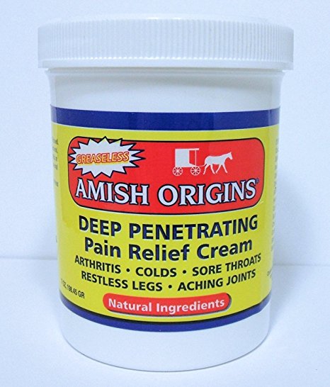 Amish Origins Deep Penetrating Greaseless Pain Relief Cream - 7 fl oz - Sore Muscles - Restless legs - Aching Joints