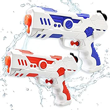 Tuptoel New Upgraded Water Guns - 2 Pack Compact Squirt Guns for Girls/Boys 300CC Portable Water Blasters Summer Toys Beach Sand Pool Toys Party Favor (Red)