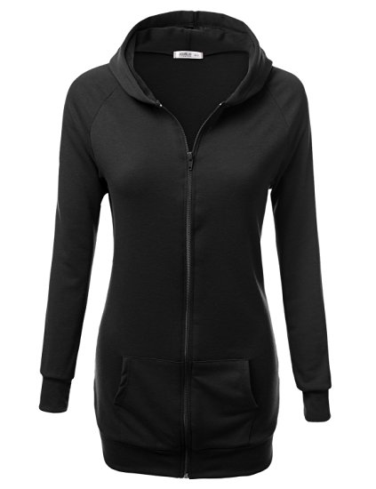 JJ Perfection Women's Zip Up Long Sleeve Raglan Sweater Jacket Hoodie