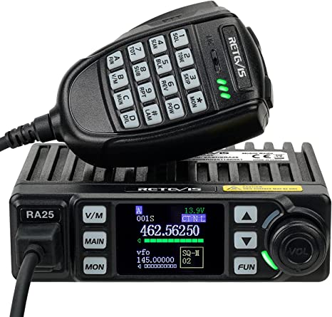 Retevis RA25 GMRS Mobile Radio, Long Range Mobile Car Radio, Mini Mobile Transceiver with 8 Base Station, Handheld Mic, 2 Way Radio for Farm, Ranch(Black 1Pcs)