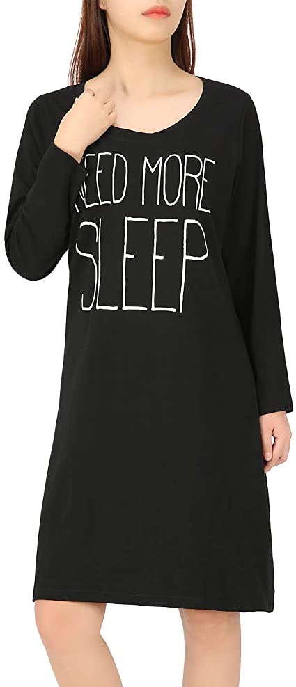 HDE Womens Sleepwear Cotton Nightgowns Long Sleeve Sleepshirt Print Night Shirt S-5X