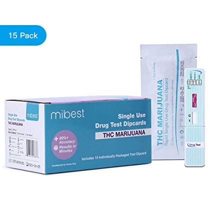 MIBEST 15 Pack Marijuana (THC) Drug Test Kit - Individual Drug Single Panel THC Test Kit - 10 Test Count Urine Test Panels - 99% Accurate