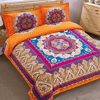 NTBAY 3 Pieces Duvet Cover Set, Ultra Soft Microfiber Bohemia Exotic Printed Pattern Design with Hidden Zipper(Queen, Orange)