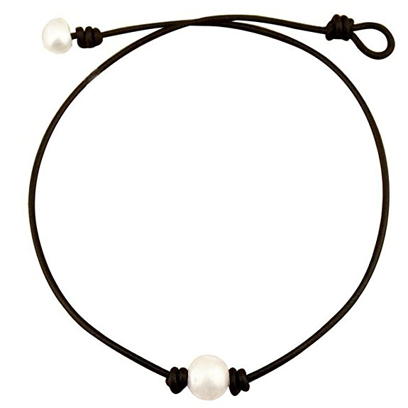 Weilim Freshwater Pearl Leather rope Necklace for Women Necklace Handmade by