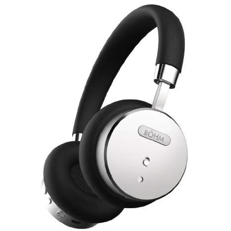 BÖHM Bluetooth Wireless Noise Cancelling Headphones with Inline Microphone - Black / Silver