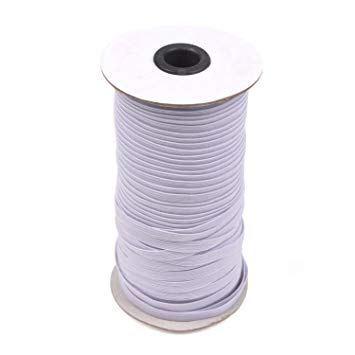 KLOUD City White 70-Yards Length 1/4" Width Braided Elastic Cord, Elastic Band, Elastic Rope, Bungee, Black Heavy Stretch Knit Elastic Spool