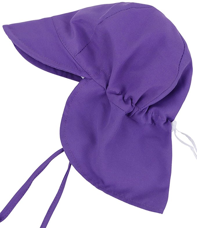 SimpliKids UPF 50  UV Ray Sun Protection Baby Hat w/ Neck Flap & Drawstring