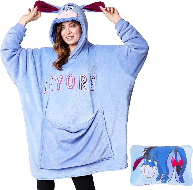 Disney Stitch Blanket Hoodie - Adults 2 in 1 Oversized Fleece Hoodie Baby Yoda Minnie Mouse - Stitch Gifts