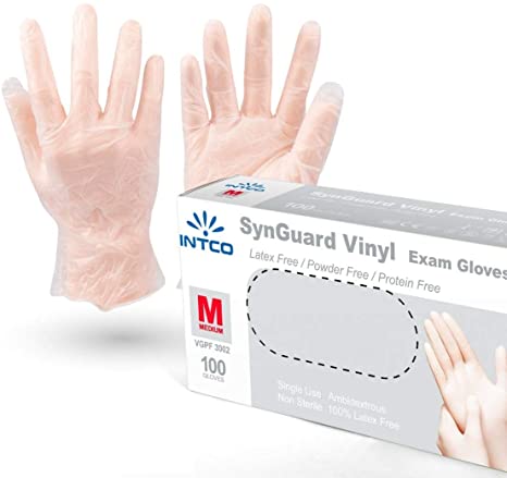 Basic Medical Exam Gloves (Medium) 100 Gloves Latex Free, Powder Free