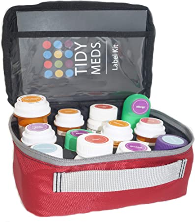 Pill Case -Label Your Prescription Bottles by Type of Condition. Over 250 Labels Included with Tidy Meds 2 Pill Case. Fits Most Bottles.