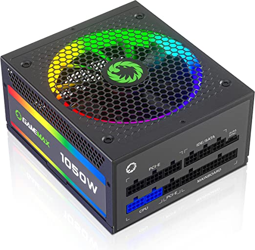 GAMEMAX 1050W Power Supply, Fully Modular, 80  Gold Certified, ARGB SYNC with Motherboard, RGB-1050