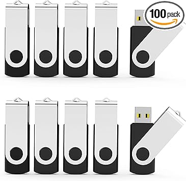 Aiibe 32GB Flash Drive 100 Pack USB Drive 32GB USB Flash Drive Thumb Drive Bulk USB 2.0 Memory Stick PenDrive 32 GB - Black