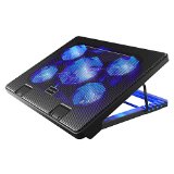 Kootek 12-17 Laptop Cooling Pad Cooler Chill Mat with 5 Quiet Fans LED Lights and 2 USB 20 Ports Adjustable Stand Height and Angle