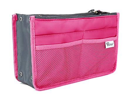 Periea Handbag Organiser, 12 Compartments - Chelsy (Bright Pink, Medium)