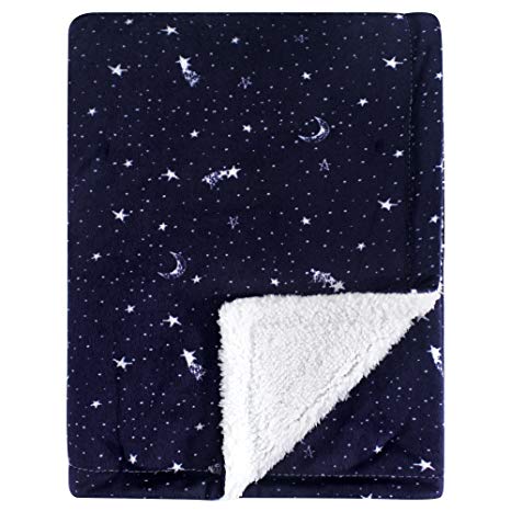 Yoga Sprout Mink Blanket with Sherpa Backing, Moon, One Size