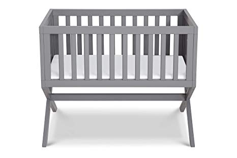 DaVinci Bailey Bassinet with 1” Waterproof Cradle Pad, Converts to Toy Box, Grey