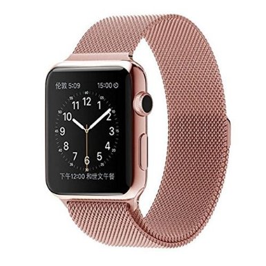 38mm Apple Watch Band Rose Gold, Mr.Pro 38mm Magnetic Apple Watch Milanese Loop Band, Stainless Steel Bracelet Strap Replacement with Strong Magnet Buckle for Apple Watch