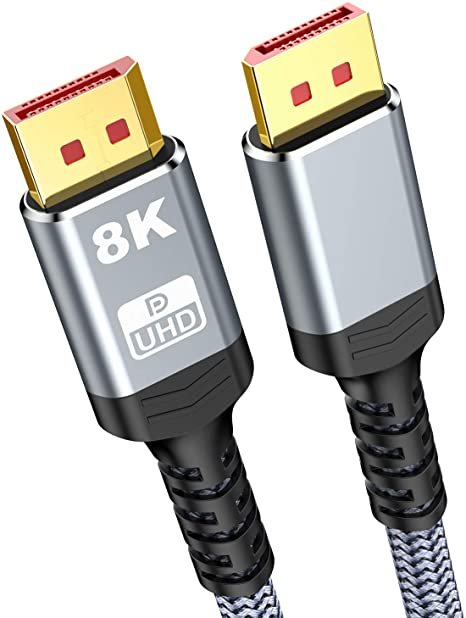 DisplayPort 1.4 Cable 3.3ft,Snowkids 8K DisplayPort to DisplayPort Cable,DP 1.4 Nylon Braided Display Port(8K 60Hz,4K 120Hz,2K 165Hz) 32.4Gbps,HBR,HDR Support