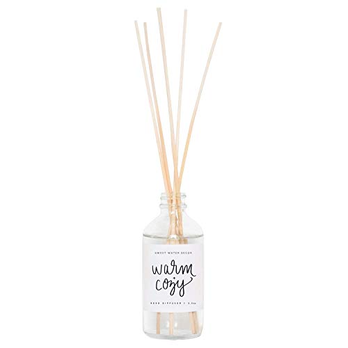 Sweet Water Decor Warm and Cozy Reed Diffuser Set Christmas Tree Festive Holiday Hearth Scented Aroma Fragrance Oil Decorative Scent Sticks Air Freshener Aromatherapy Cider Winter Harvest Hostess Gift