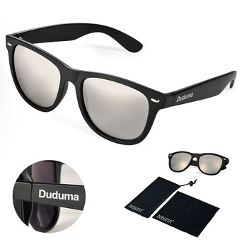 Dudumareg Reflective Revo Color Full Mirrored Lens Large Horn Rimmed Style Uv400 Wayfarer Sunglasses