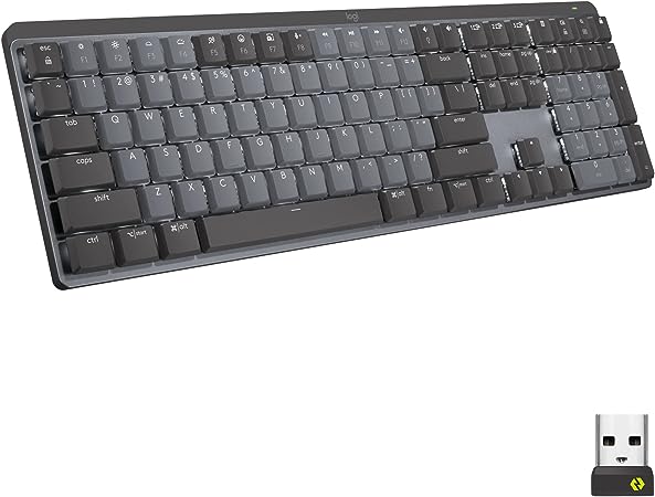 Logitech MX Mechanical Wireless Illuminated Performance Keyboard, Tactile Quiet Switches, QWERTZ German Layout - Grey