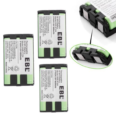 EBL Pack of 3 HHR-P104A HHR-P104 Rechargeable Cordless Phone Battery for Panasonic HHR P104 HHR P104A 900mAh 36V Home Batteries