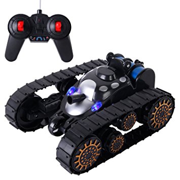 SGILE RC Tank Xmas Gift Toy Stunt Car Toy with 360 Flip/ LED Lights/Music/Anti-Shock Continuous Track