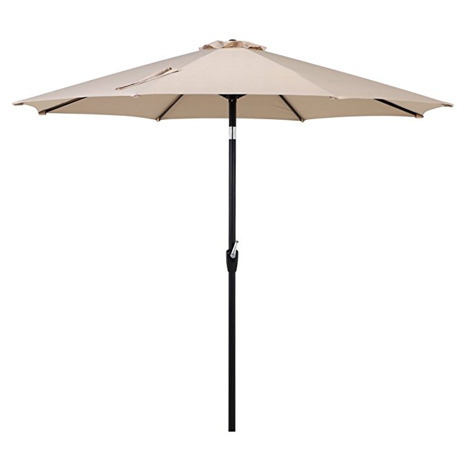 Grand Patio Outdoor Market Umbrella with Push Button Tilt and Crank, Patio Umbrella, 9 Ft, Beige