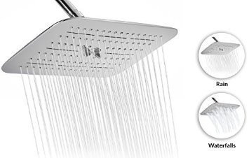 A-Flow™ Luxury Large 12" Two Functions Showerhead - Rain and Multiple Waterfalls / Chrome Finish / Enjoy an Invigorating & Luxury Spa-like Experience - LIFETIME WARRANTY