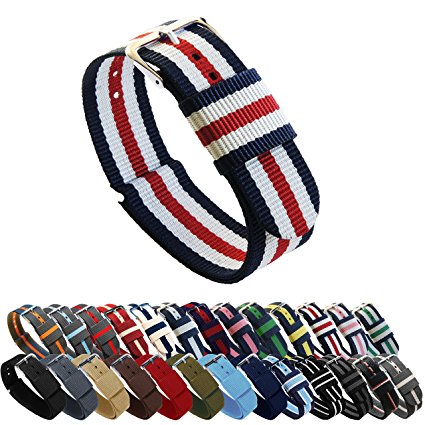 BARTON Watch Bands - Choice of Color, Length & Width (18mm, 20mm, 22mm or 24mm) - Ballistic Nylon Straps