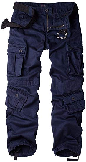 AUSZOSLT Men's Multi Pocket Loose Casual Work Pants Cargo Pants