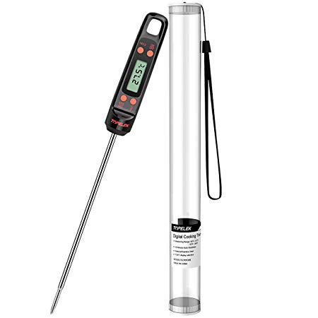 Meat Thermometer, TopElek Digital Cooking Thermometer, Instant Read Kitchen Thermometer, 5.5'' Long Probe, Hanging Hole, ºF/ºC, Auto-off for Food, BBQ, Water, Sugar, Milk, Yogurt, Turkey, Grill, Wine