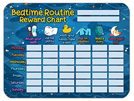 Honey Dew Gifts Bedtime Routine Reward Star Chart Checklist for Toddlers and Autism - Metal Tin Sign for Durability and Easy Wall Hanging