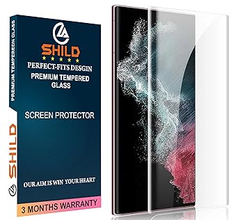 SHILD ® - (Pack 1 Curved Tempered Glass Scree Protector For Samsung S22 Ultra | UV Tempered Glass Protector For Galaxy S22 Ultra -9H Hardness/HD/Fingerprint Working