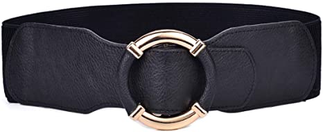 Beltox Women Elastic Belt Dress Stretchy Wide Waist Vintage Thick Cinch PU Leather