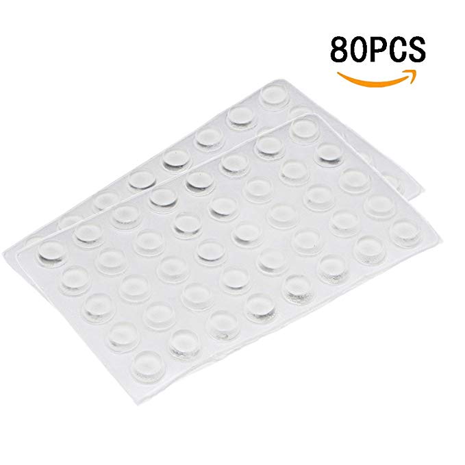 Rocutus 80pcs Clear Adhesive Silicone Rubber Cabinet Door Pad Bumper Stop Damper Cushion