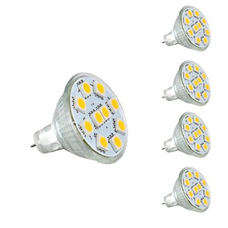 LE® 1.8W MR11 GU4.0 LED Bulbs, 20W Halogen Bulbs Equivalent, GU4 Base, 165lm, 12V AC/DC, 120° Flood Beam, Warm White, 3000K, LED Light Bulbs, Pack of 4 Units