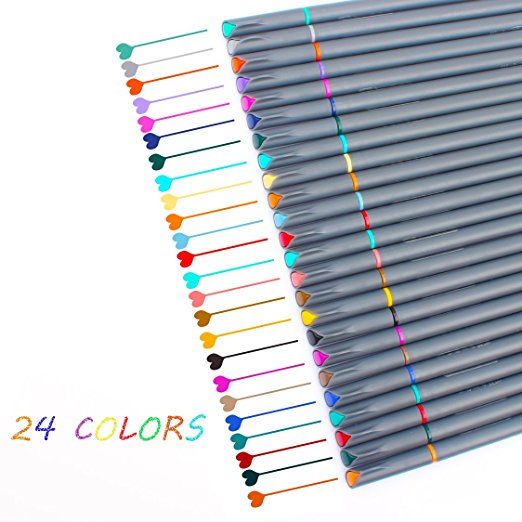 24 Color Planner Pens, NIUTOP 0.38 mm Porous Fine Point Pen Markers for Writing Sketch Drawing Bullet Journal Planner Note Taking and Coloring Book