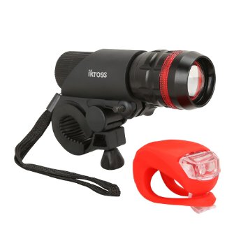 Bike Light iKross Bright LED Bicycle Head Flash Light powered by 3 AAA Batteries with Tail light