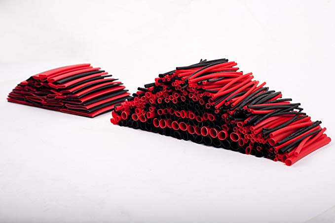 SummitLink 428 Pcs Red Black Assorted Heat Shrink Tube 10 Sizes Tubing Wrap Sleeve Set Combo