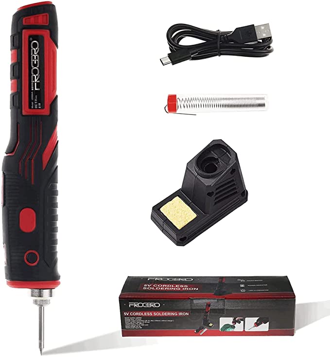 FROGBRO Portable Cordless Soldering Iron 1800mAh Rechargeable Soldering Tool Updated with Touch Sensor and LED Spotlight, Professional Safe Wireless Soldering Kit, Your Easy Electronic Welding Tools