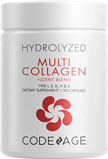 Codeage Multi Collagen Protein   Joint Blend, Astaxanthin, Bromelaine, Boswellia & Turmeric Supplement, Hyaluronic Acid with Hydrolyzed Peptides Collagen Type I, II, III, V, X All-in-one, 90 Capsules